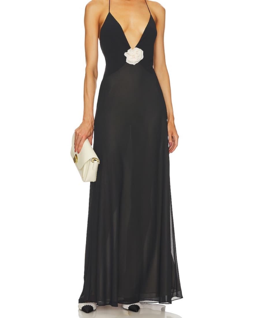 Helsa Black Dress With White Flower - Image 6