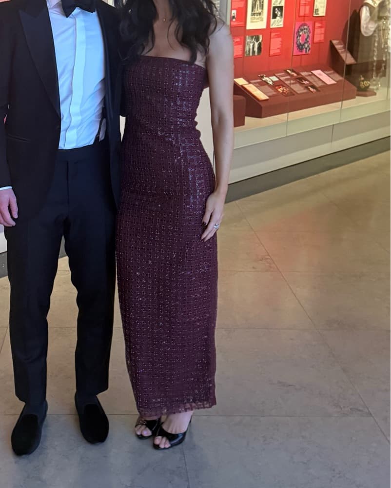 Burgundy Embellished Rotate Dress - Image 2
