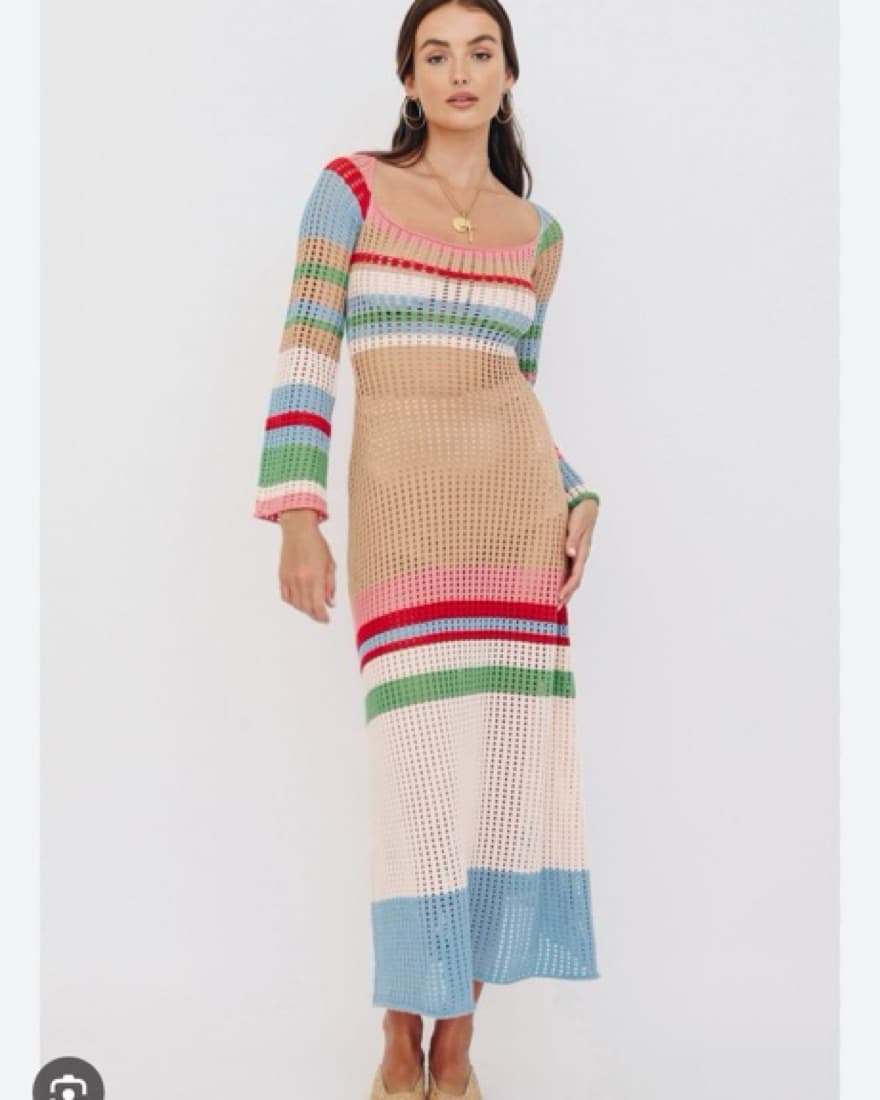 Rainbow Maxi Dress With White Slip - Image 3