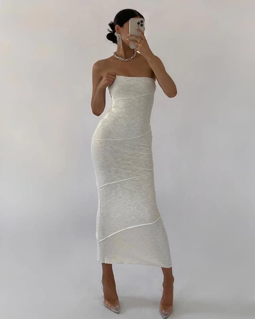 OSCAR MIDI DRESS WHITE - Image 1