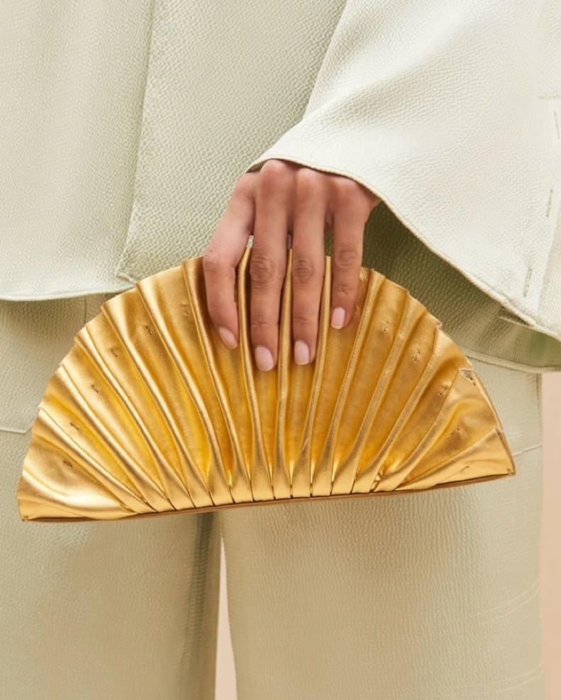 Cult Gaia gold metallic leather clutch - Image 1