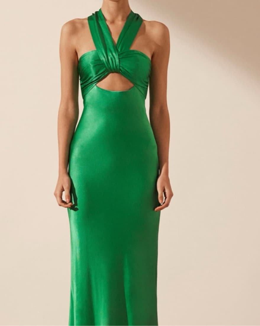 Green Silk Shona Joy Long dress - Image 2