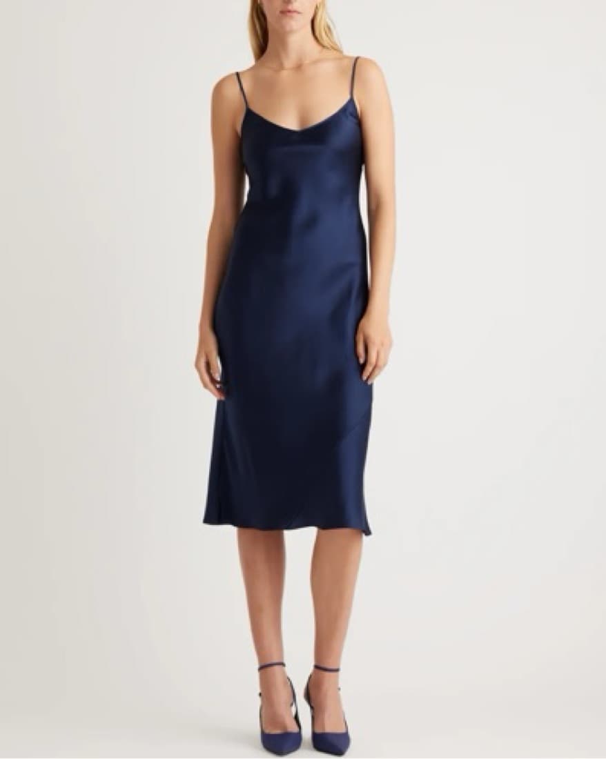 Quince Satin Slip Midi Dress - Image 1
