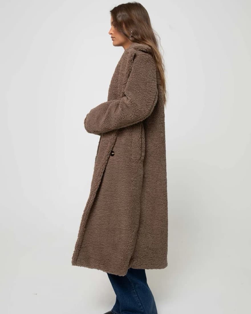 Princess Polly Sonoma Brown Teddy Coat - Image 4