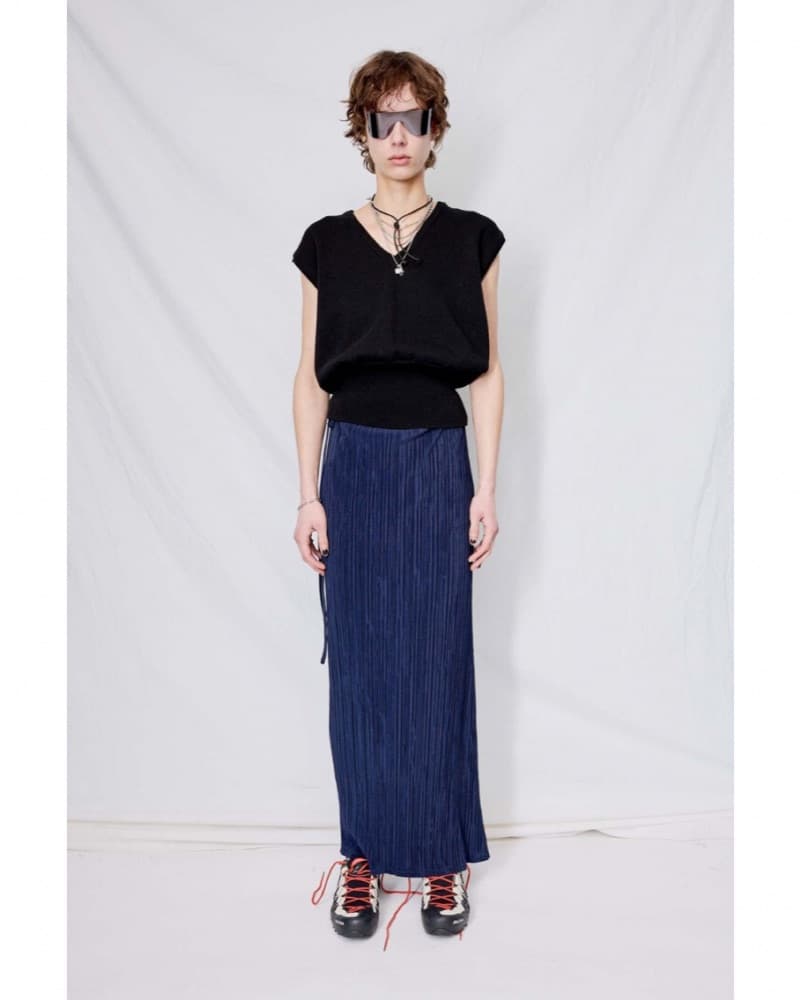 LE17SEPTEMBRE Navy Pleat Tie Skirt -US 4 - Image 2