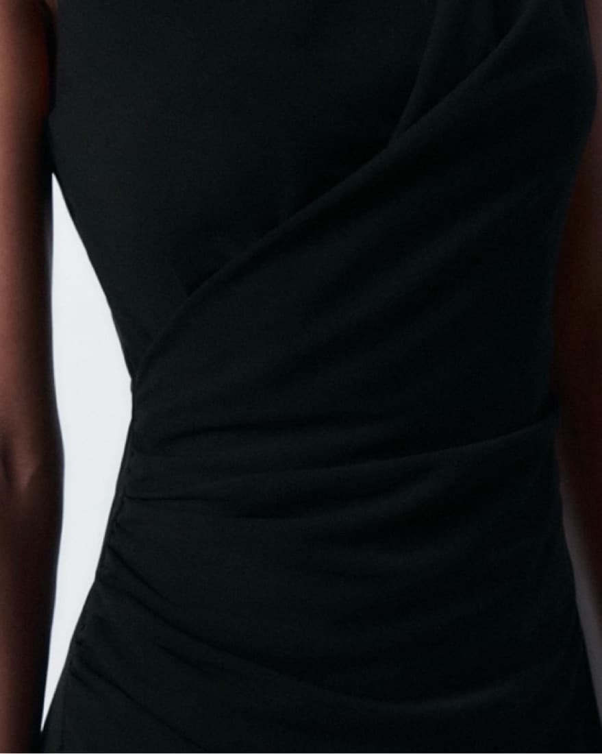 Zara Ruched Black midi Dress - Image 2