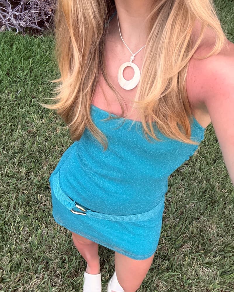 Sparkling Turquoise Mini Dress - Image 1