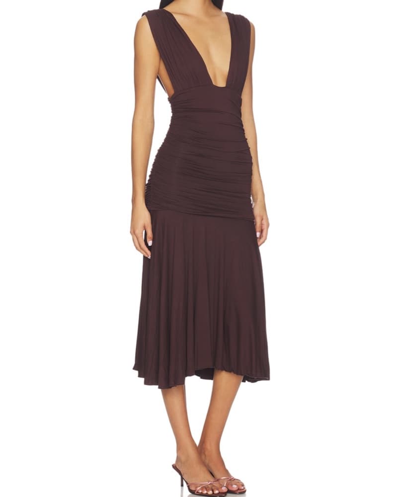 Brown Revolve Midi Dress  - Image 3