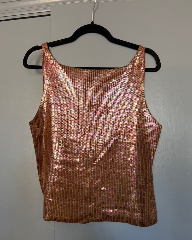 Vintage Boat Neck Low Back Sparkle Shirt - Image 2