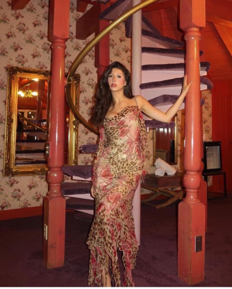 Silk Beaded Vintage Dress - Image 3
