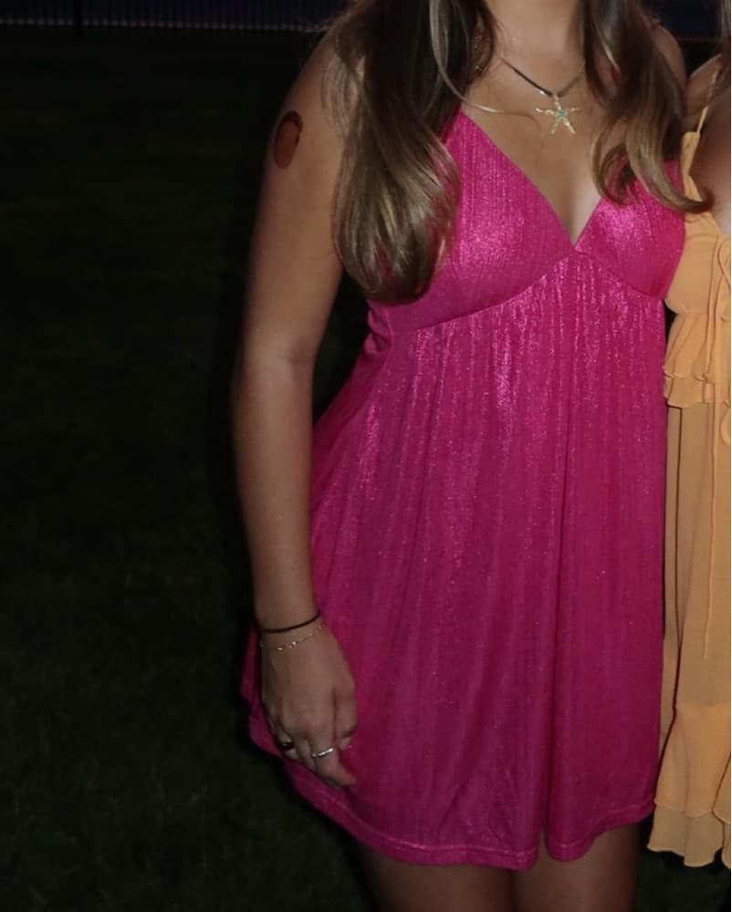Pink Revolve Halter Shimmer Dress - Image 1