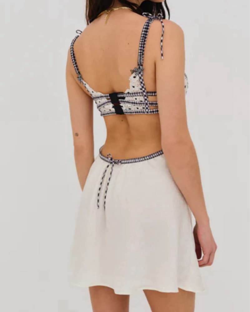 For Love And Lemons White And Blue Dress - Image 3