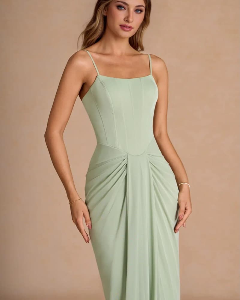 Light Green Formal Long Dress - Image 3