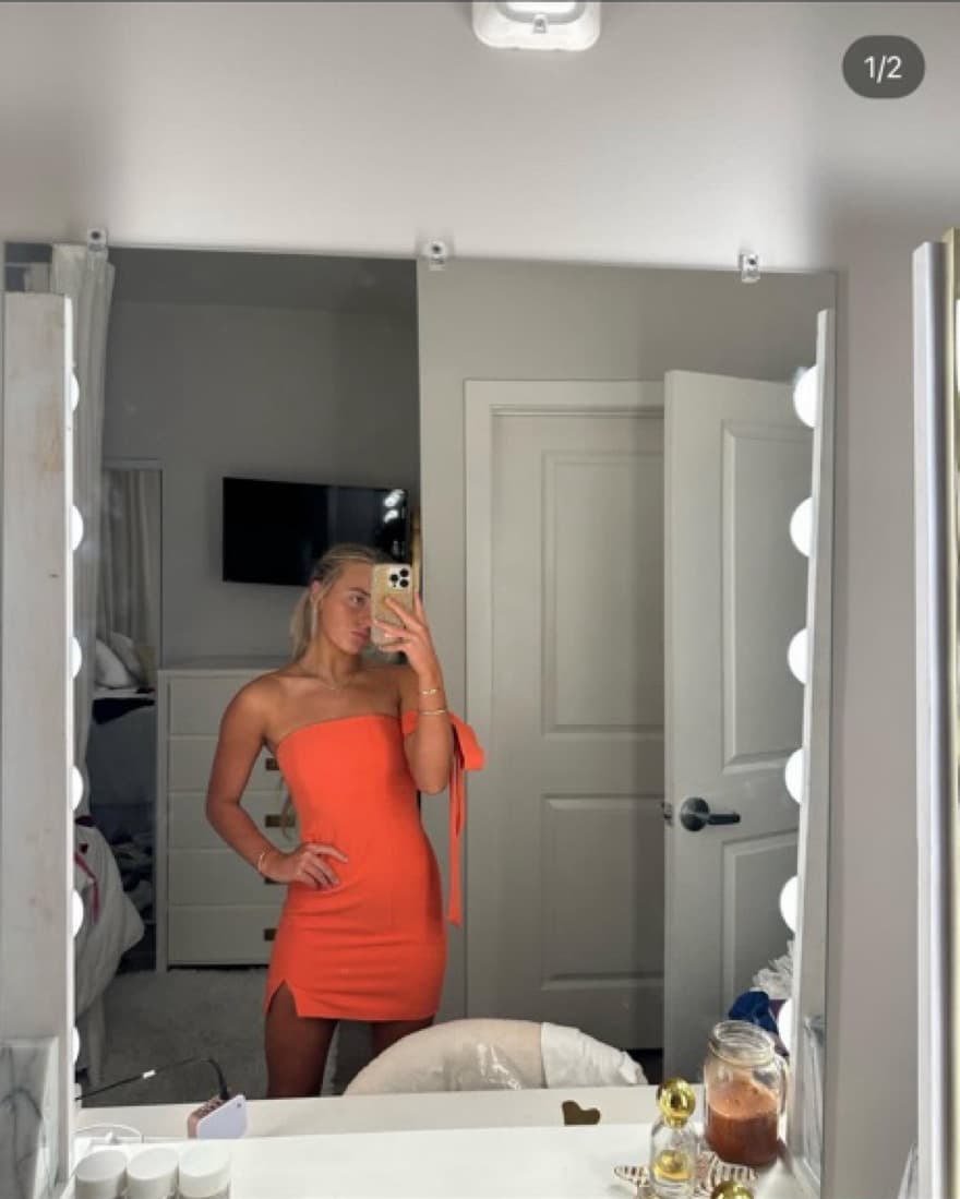 xs custom NBD tie shoulder dress - Image 1