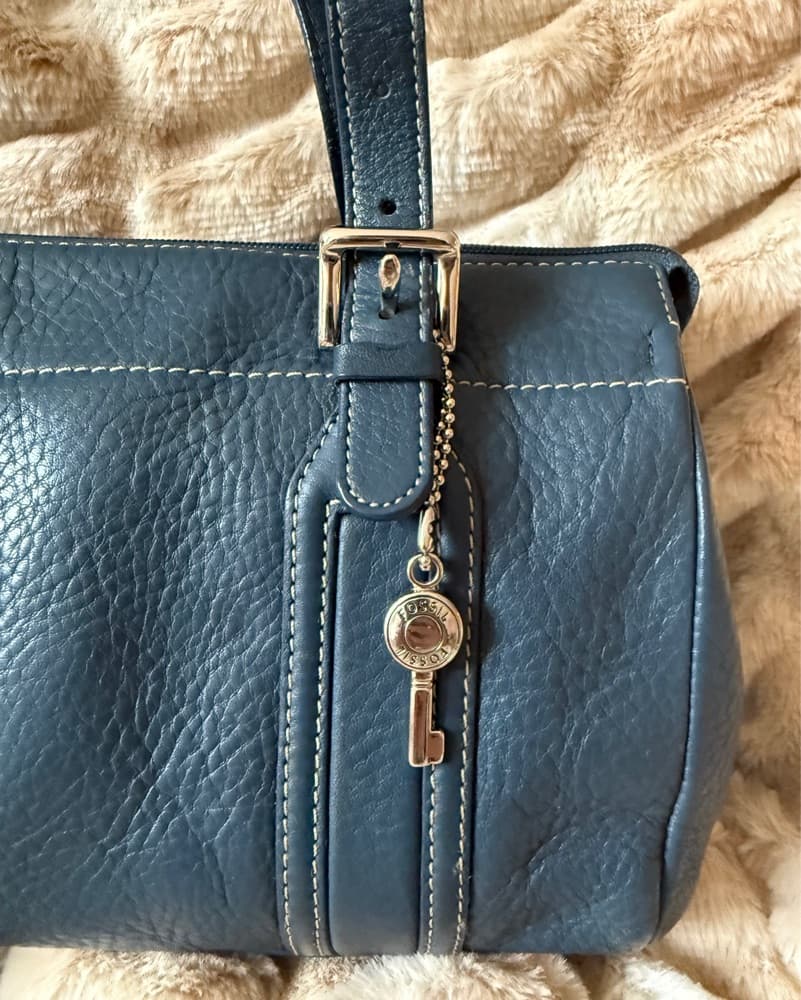 Fossil Y2K Blue Leather Shoulder Bag - Image 4