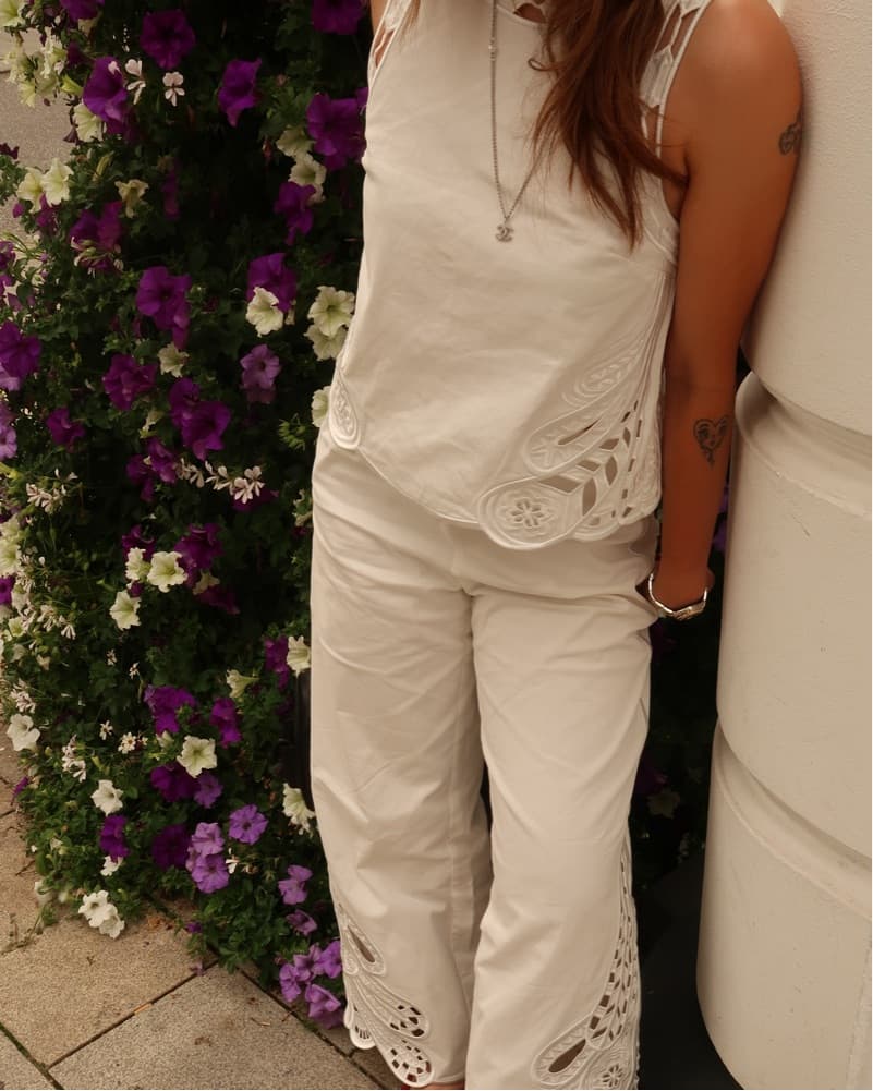 White Lace Denim Set - Image 3
