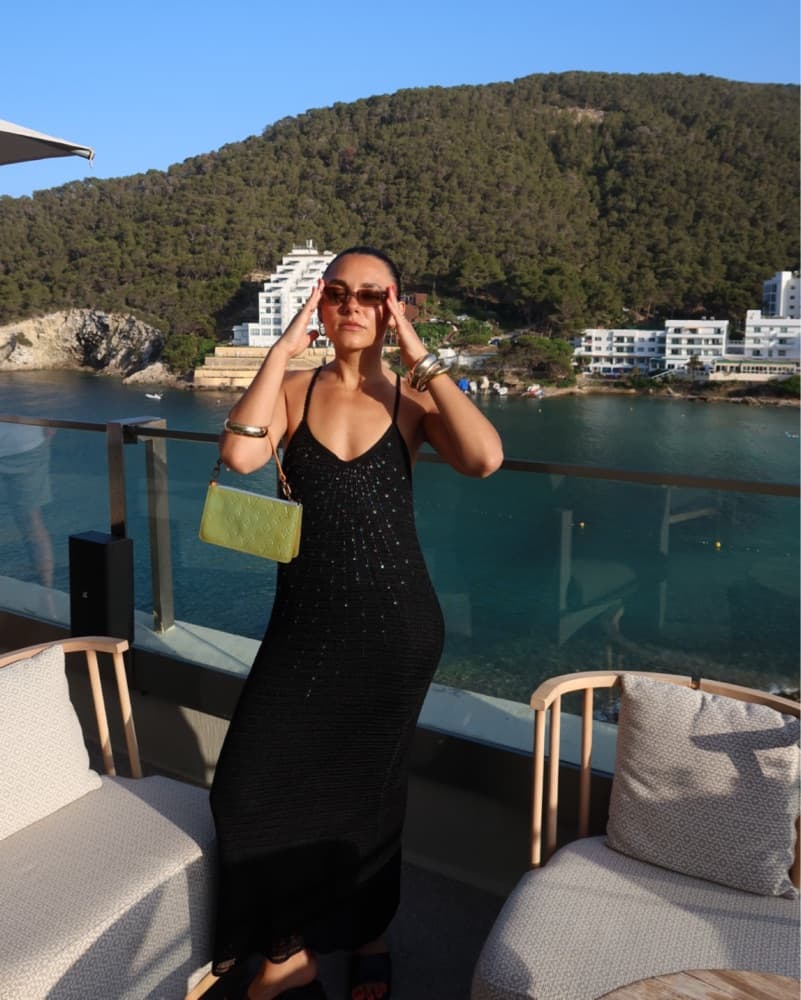 Vintage Sequin Crochet Black Maxi Dress - Image 4