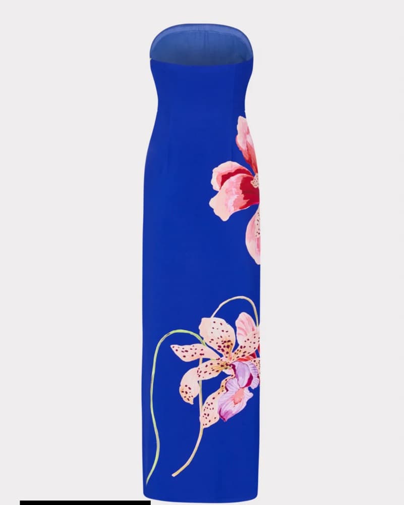 MILLY Floral Strapless Maxi Dress - Image 3