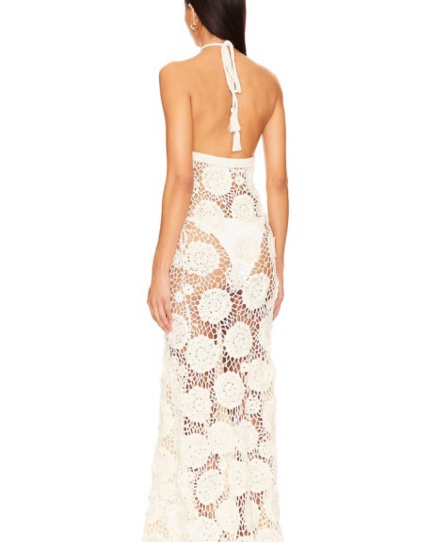 White Crochet Maxi Dress - Image 3