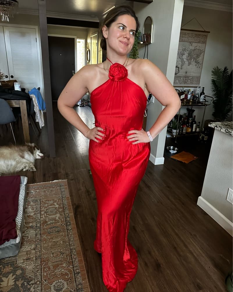Lovers & Friends Red Satin Gown - Image 2