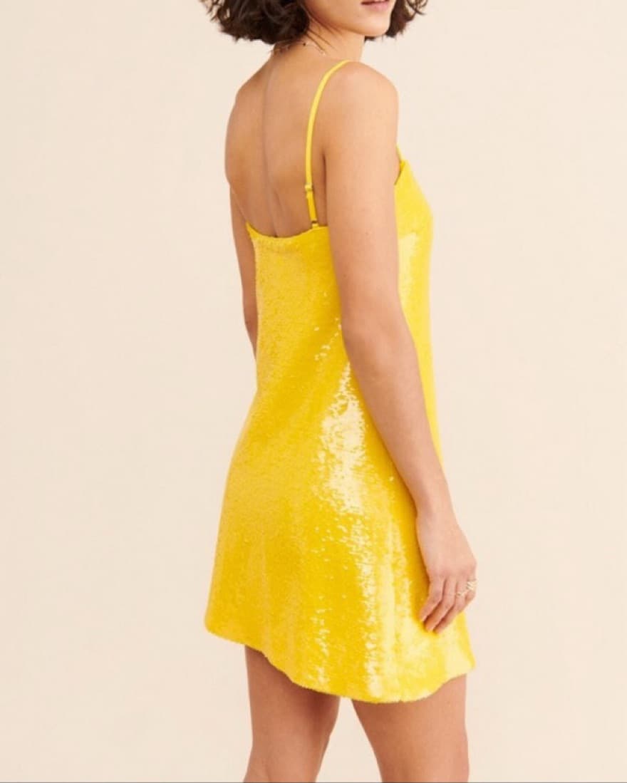 Susana Monaco Yellow Sequin Dress - Image 3