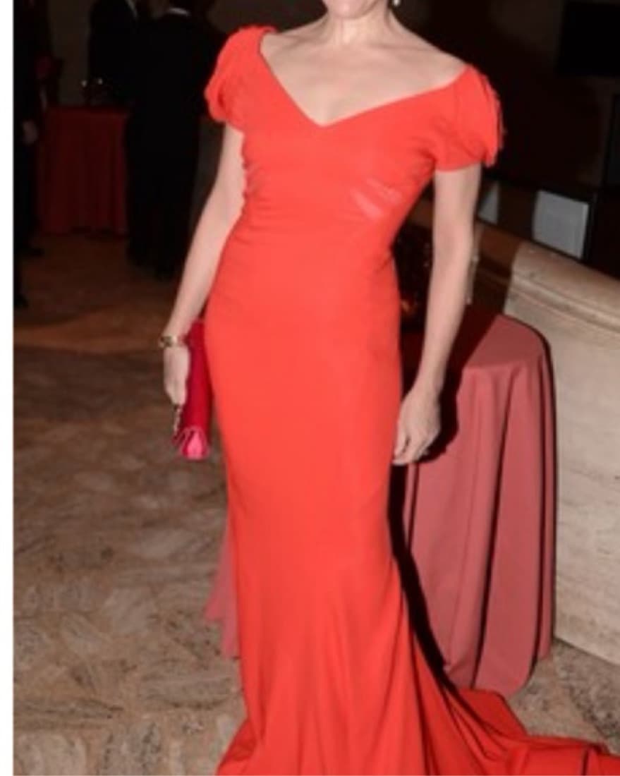 Stunning Red Zac Posen Ball Gown Dress - Image 3