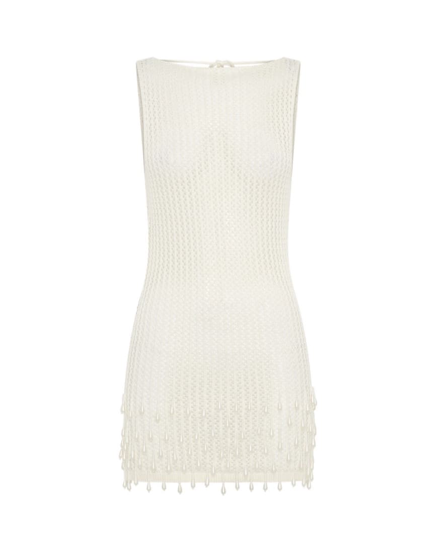 Beaded Crochet Mini Dress - Ivory  - Image 4