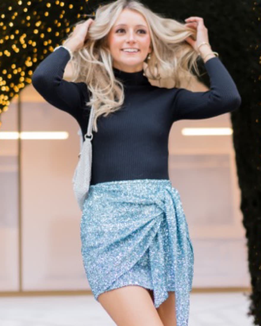 Blue Sequin Show Me Your Mumu Wrap Skirt - Image 3