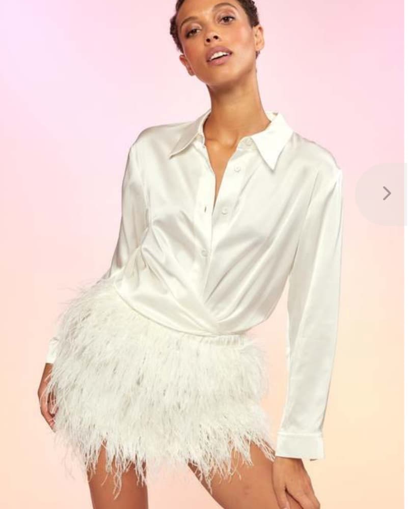 Cynthia Rowley White Feather Skirt  - Image 1