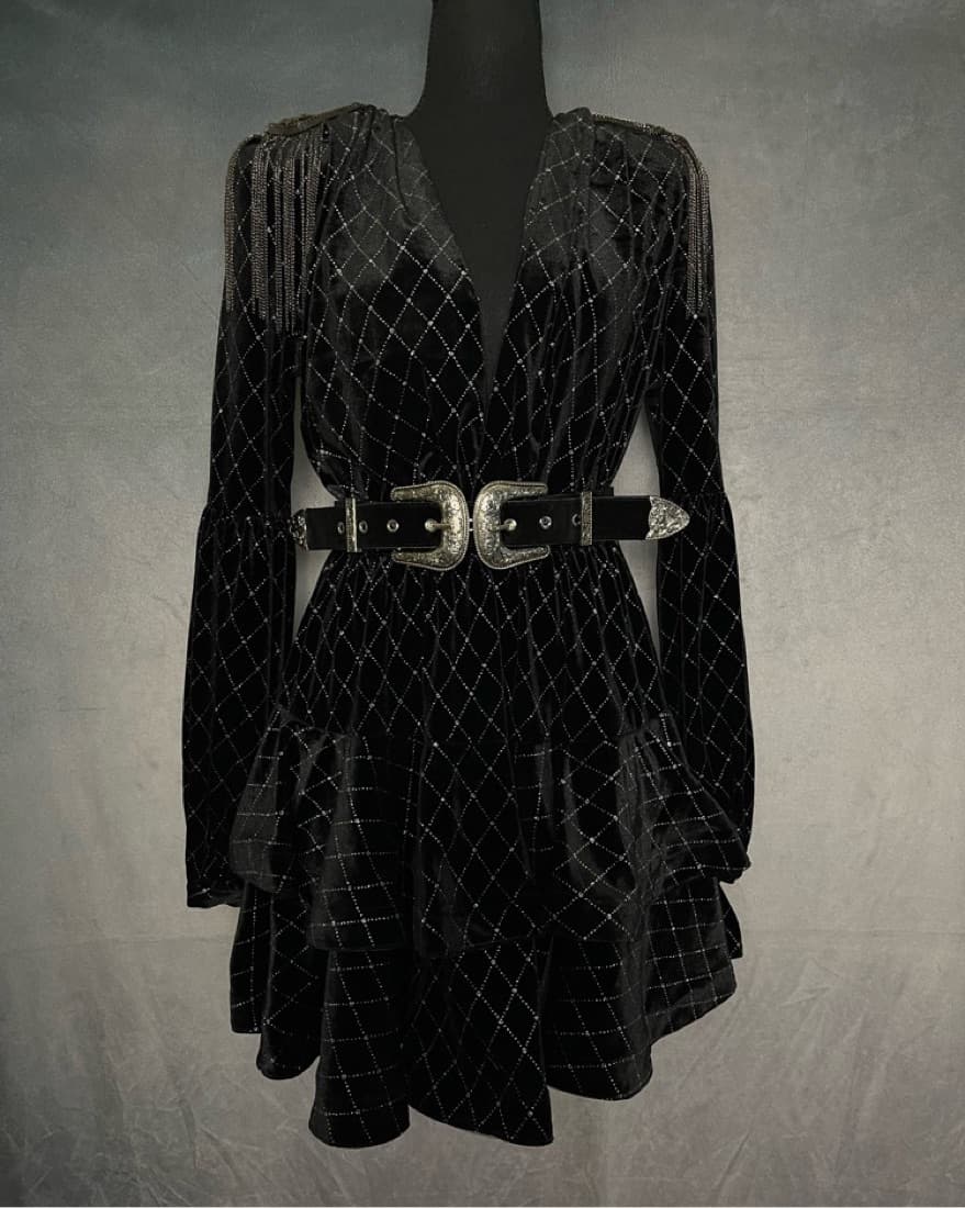 Black Quilted Mini Blazer Dress - Image 4