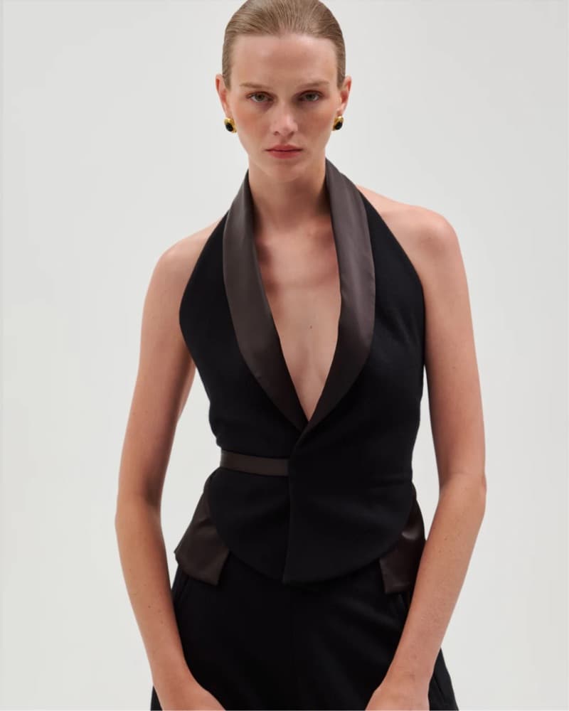 Ronny Kobo Tuxedo Halter Top - Image 1