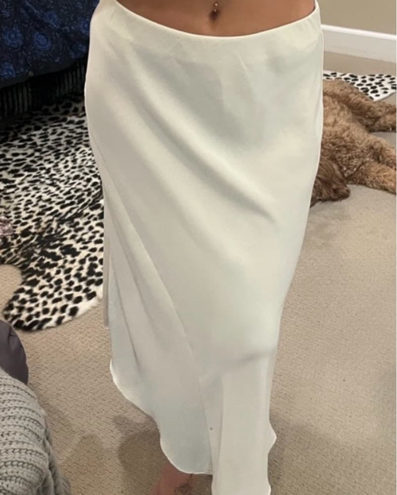 A New Day White Satin Midi Skirt  - Image 2