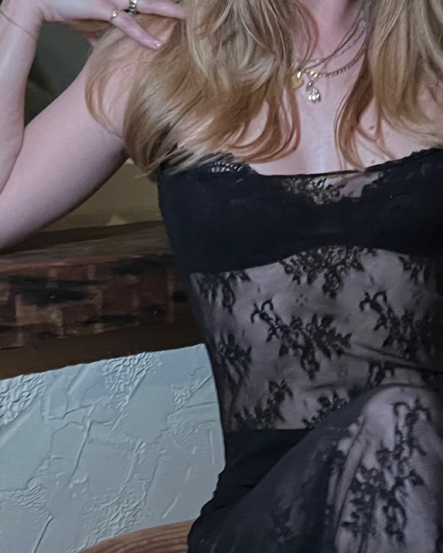 Handmade Sheer Lace Black Maxi Dress - Image 3