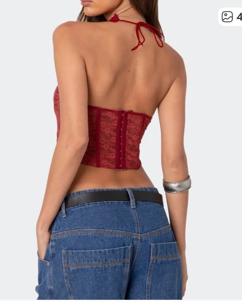 Lace Red Corset Top - Image 4