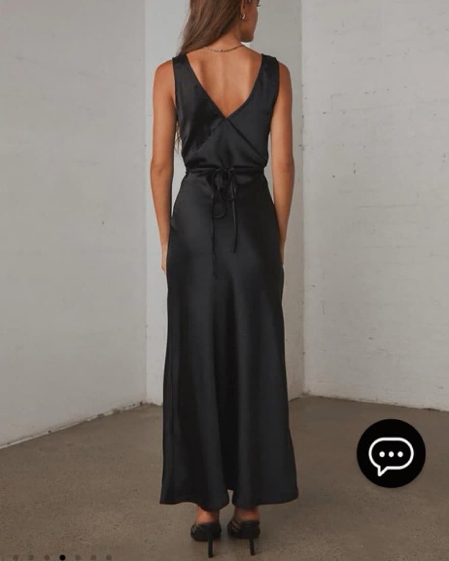 Black Silk Midi Dress  - Image 2