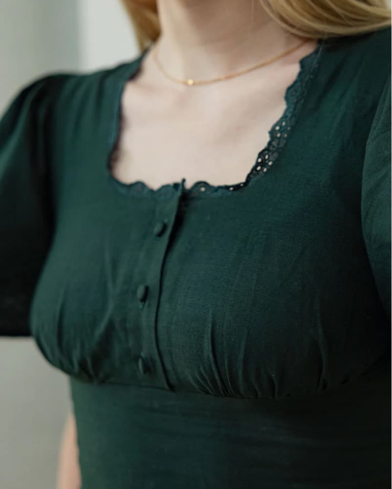 Green Linen Dress - Image 5