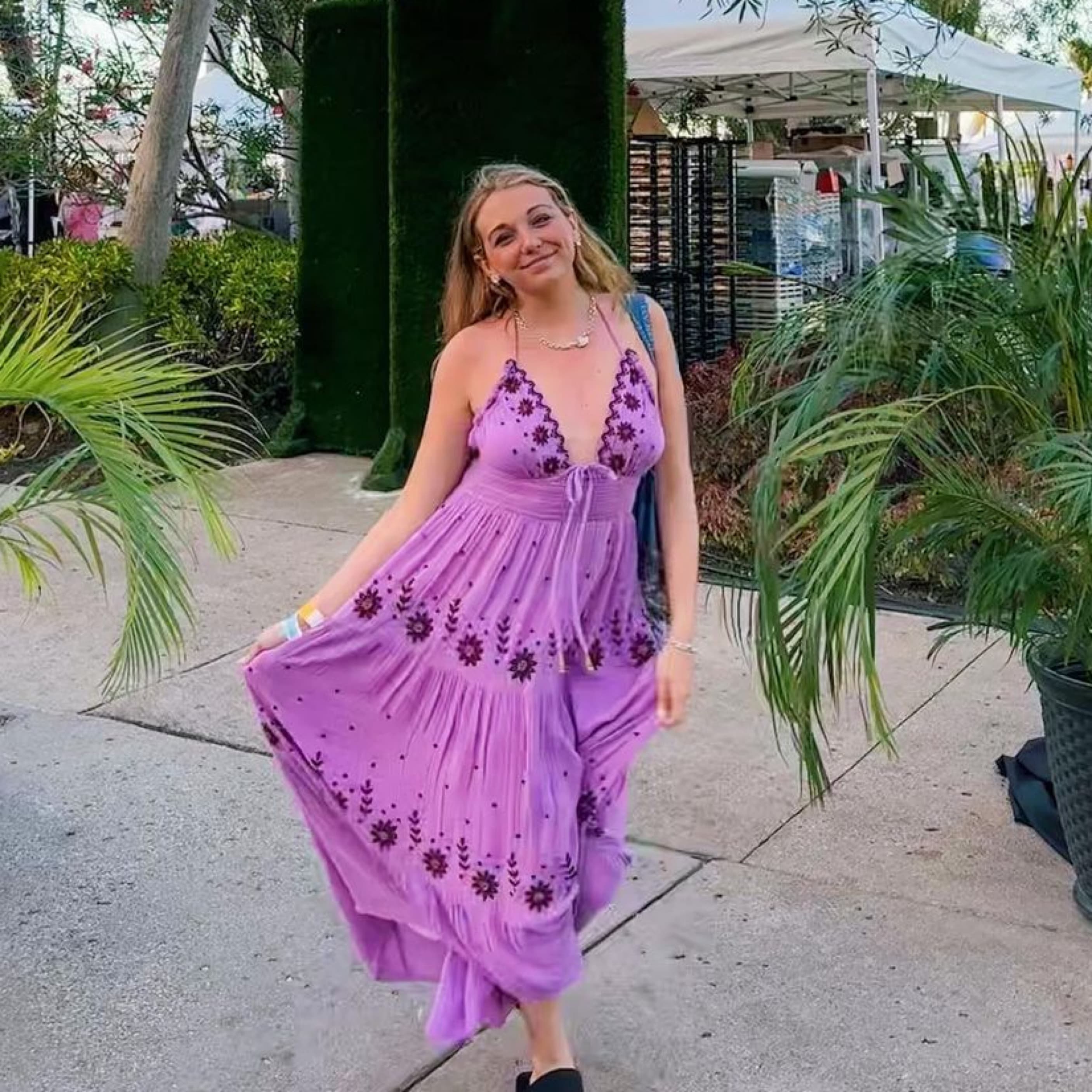 Purple Boho Style Maxi Hakter Dress - Image 4