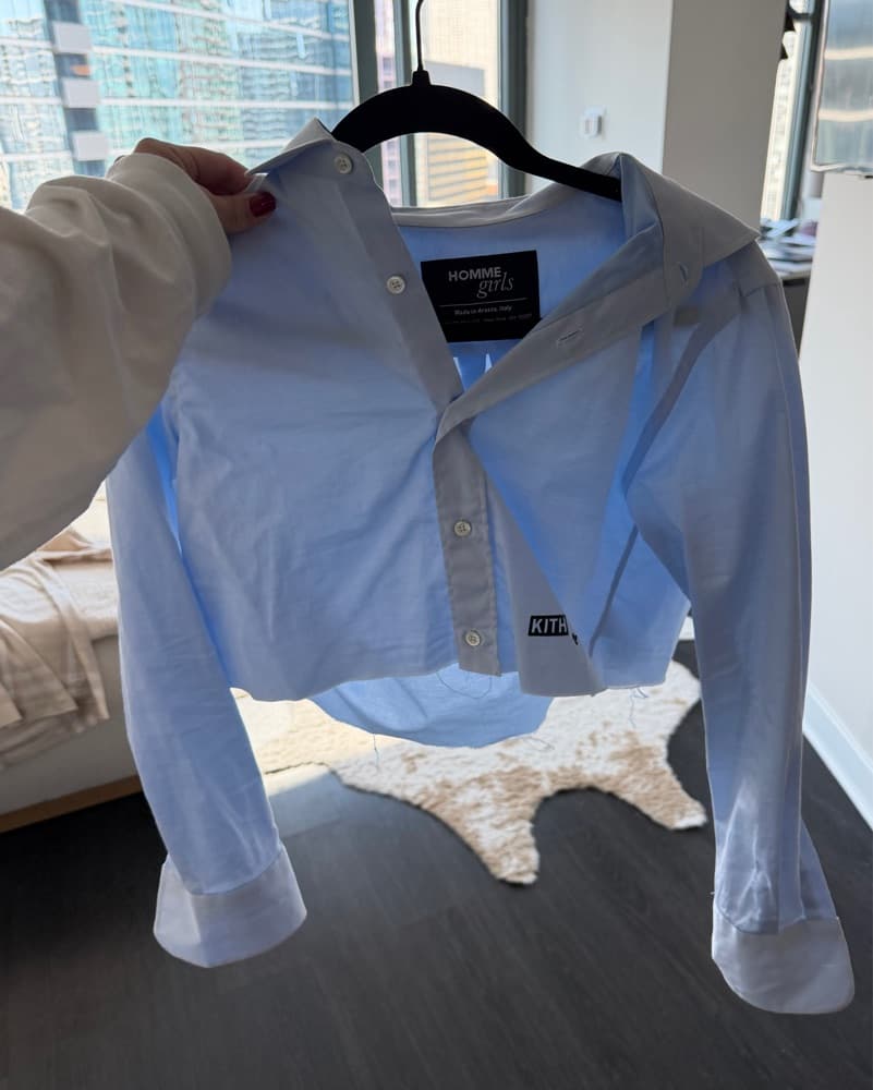 Hommegirls Blue Cropped Button Up  - Image 2