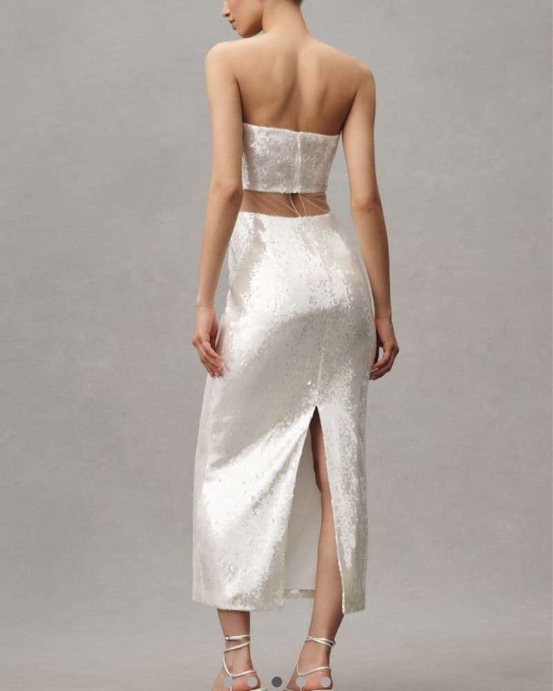 Sequined White Midi Dress - Image 4