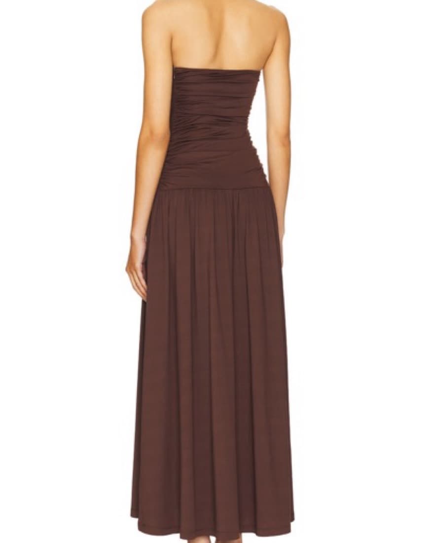 Nia Brown Strapless Dress - Image 3