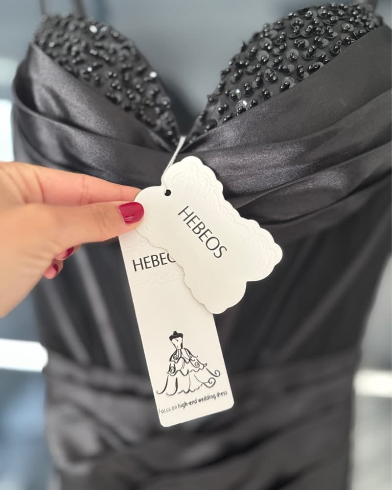 Beaded Satin Black Gown - Image 4