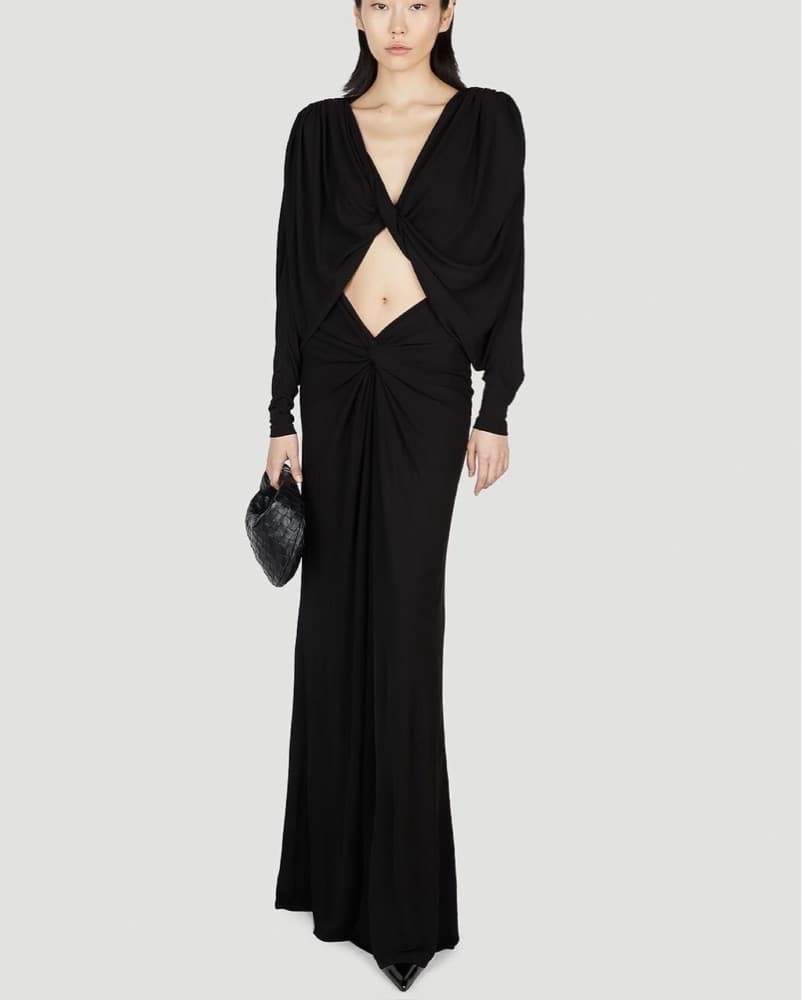 YSL V-neck cut-out flared dres - Image 1