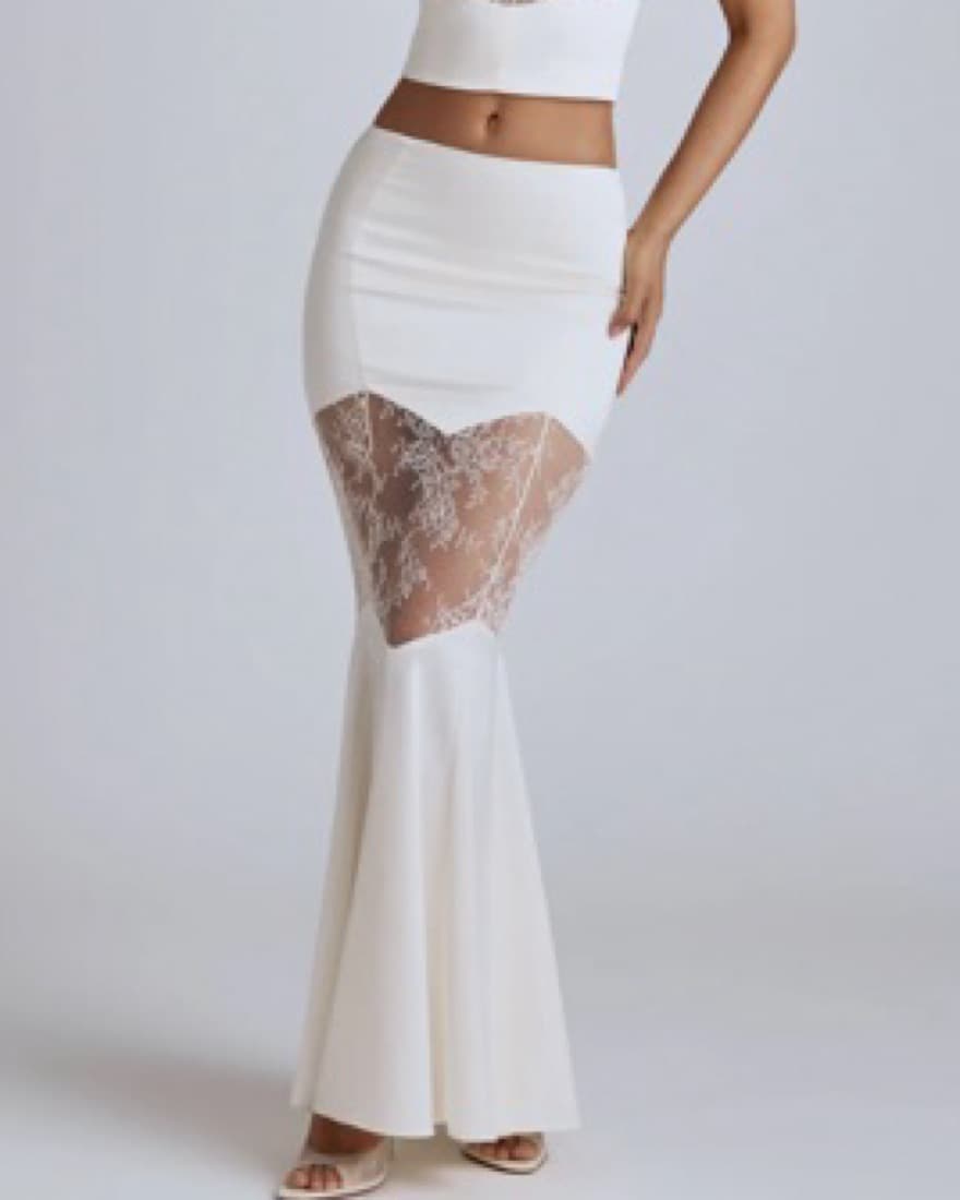 Oh Polly Lace Panel Fishtail Sofie Skirt - Image 4