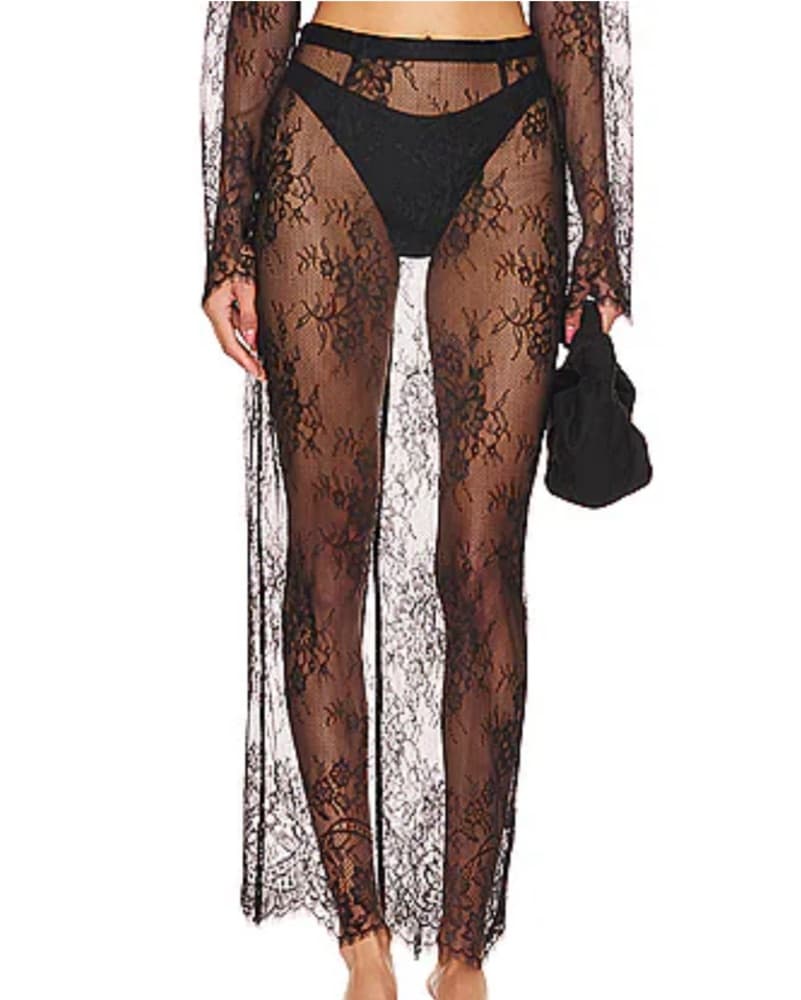 Black Sheer Lace Skirt - Image 1
