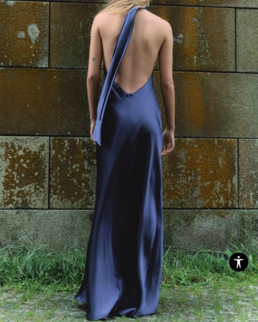 Long Navy Haulter Dress - Image 4
