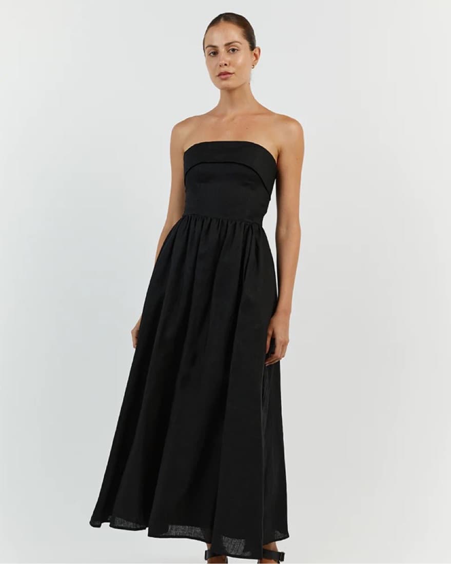 Dissh Allie Black Linen Midi Dress - Image 1