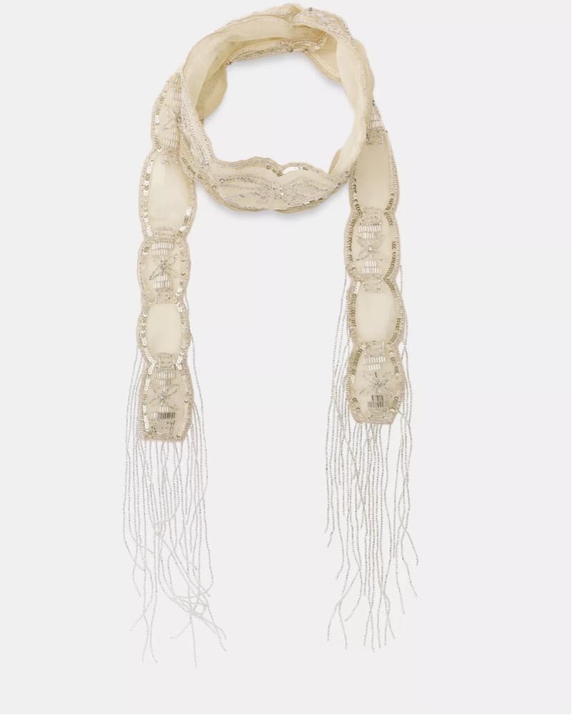 Elegant Fringe and Crystal Scarf - Image 2