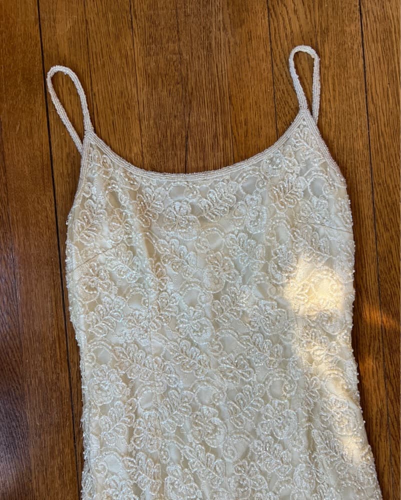 Ivory Beaded Vintage Slip Dress  - Image 2