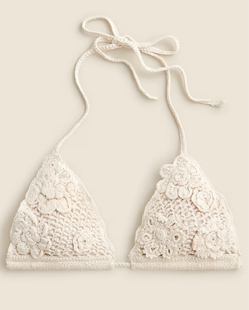 J Crew Crochet bralette with floral appl - Image 1