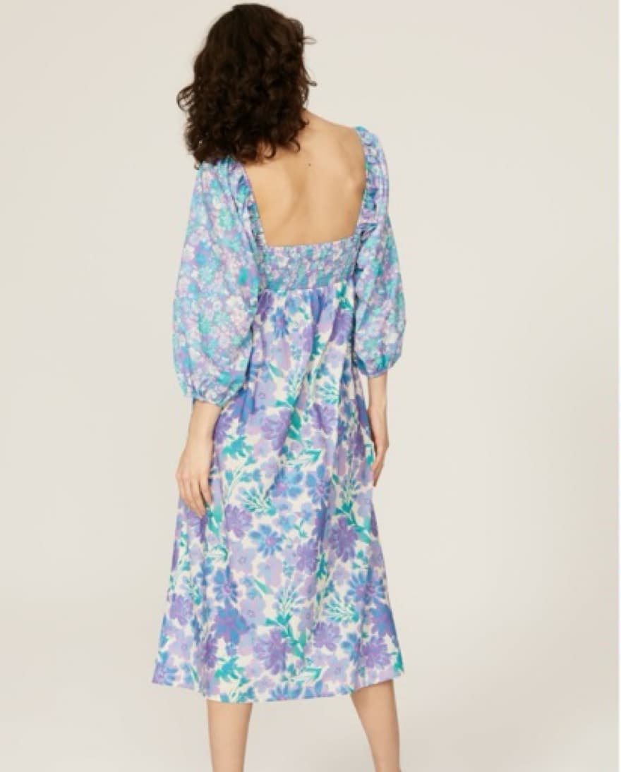 Louna Blue Floral Midi Dress - Image 2